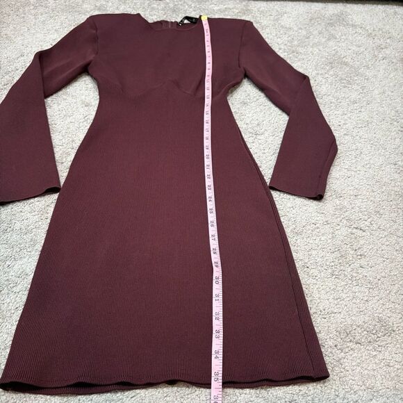 ZARA Brown Maroon Sweater Dress Size M - Picture 6 of 11